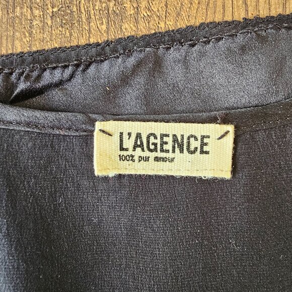 L’Agence 100% Silk V-Neck Tank Sleeveless Blouse Top w/Lambskin Detail S Small - Picture 6 of 8